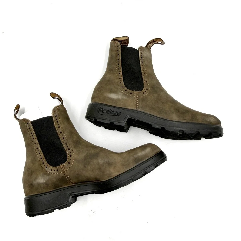 Blundstone 1351 Originals Chelsea Boots Rustic Brown Brogue Women US 8.5